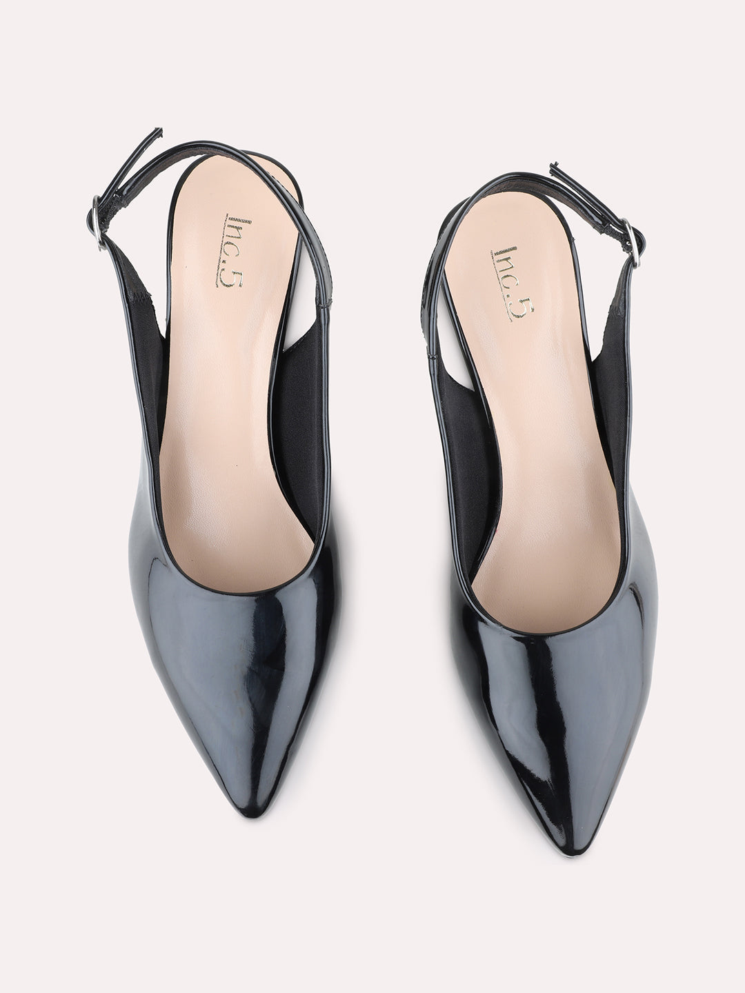 Womens Black Party Wear Solid Pointed Toe Heel Kitten Heels