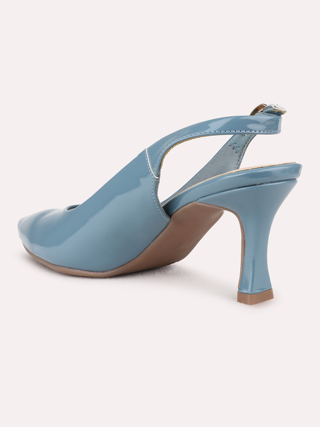 Womens Blue Party Wear Solid Pointed Toe Heel Kitten Heel Sandals