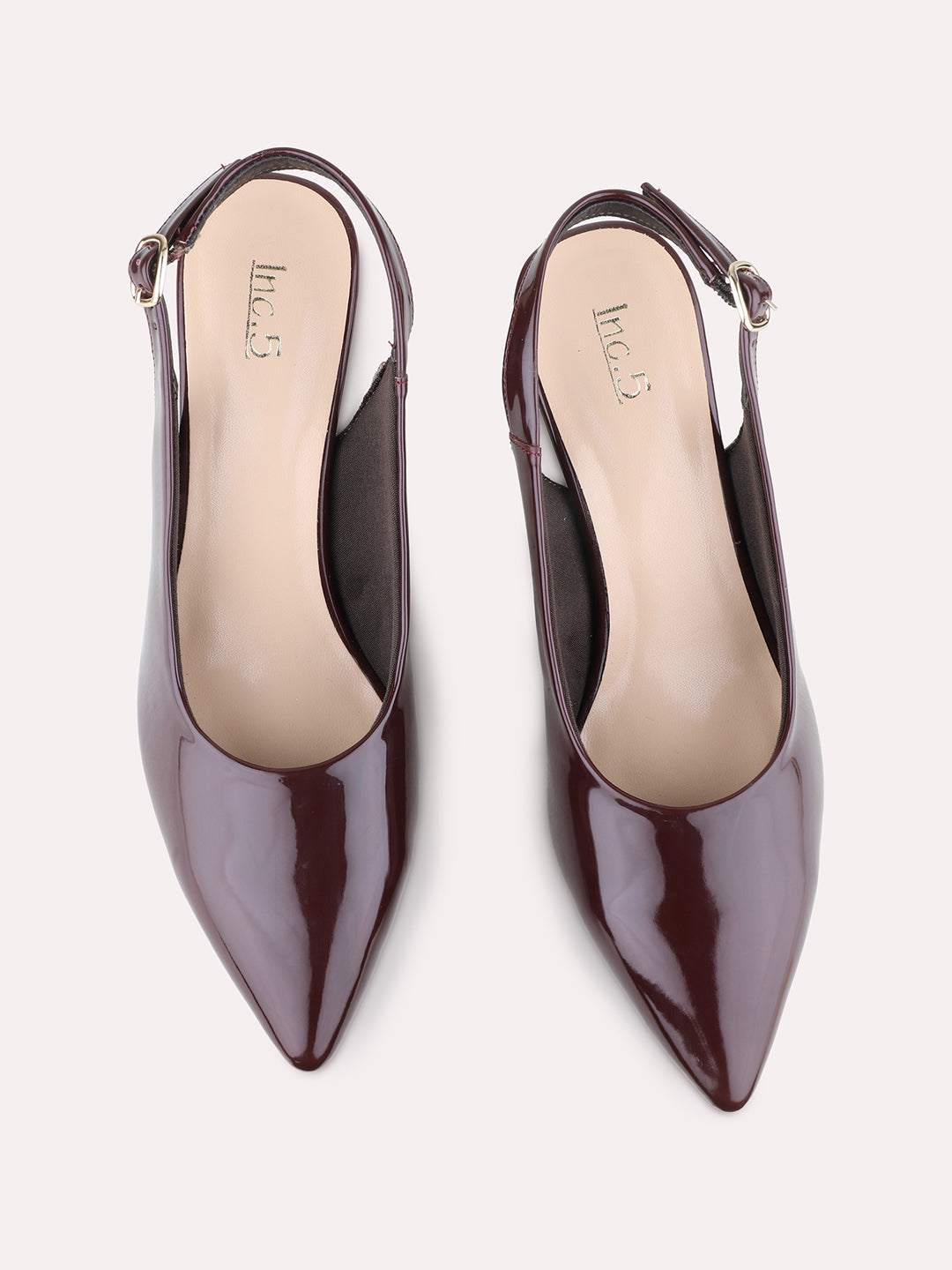 Womens Maroon Party Wear Solid Pointed Toe Heel Kitten Heel Sandals