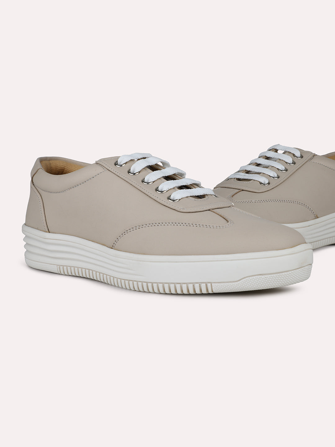 Womens Beige Casual Round toe Sneakers