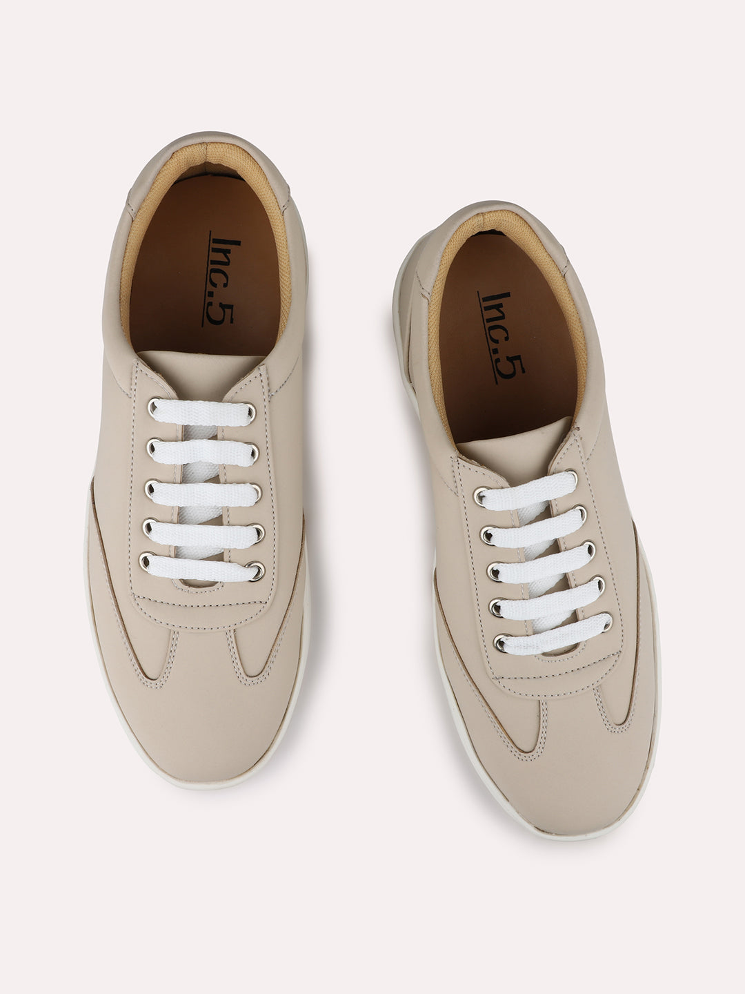 Womens Beige Casual Round toe Sneakers