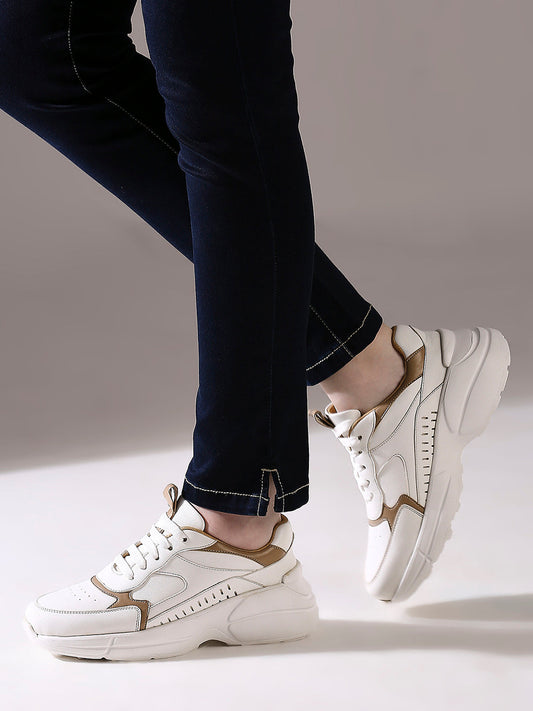 Womens White Casual Round toe Sneakers