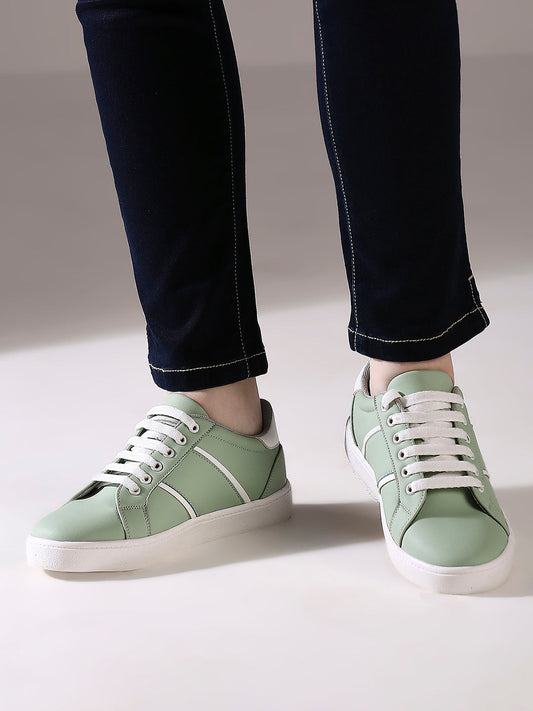 Womens Green Casual Round toe Sneakers