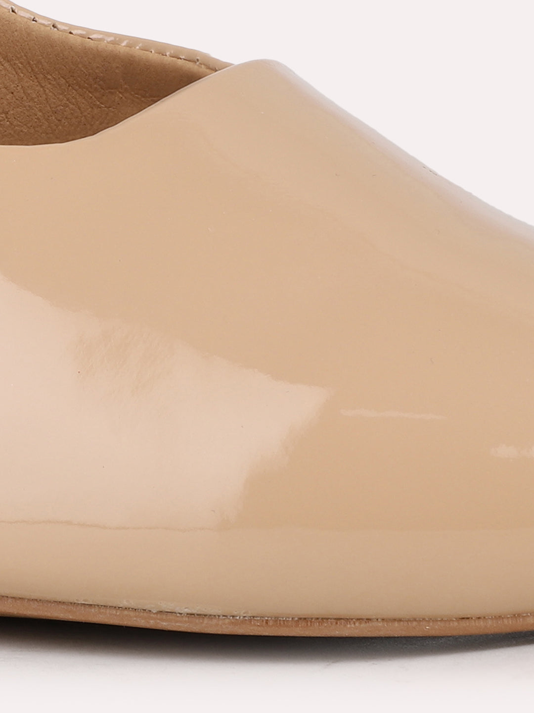 Women Beige Party Wear Solid Pointed Kitten Heel Mules