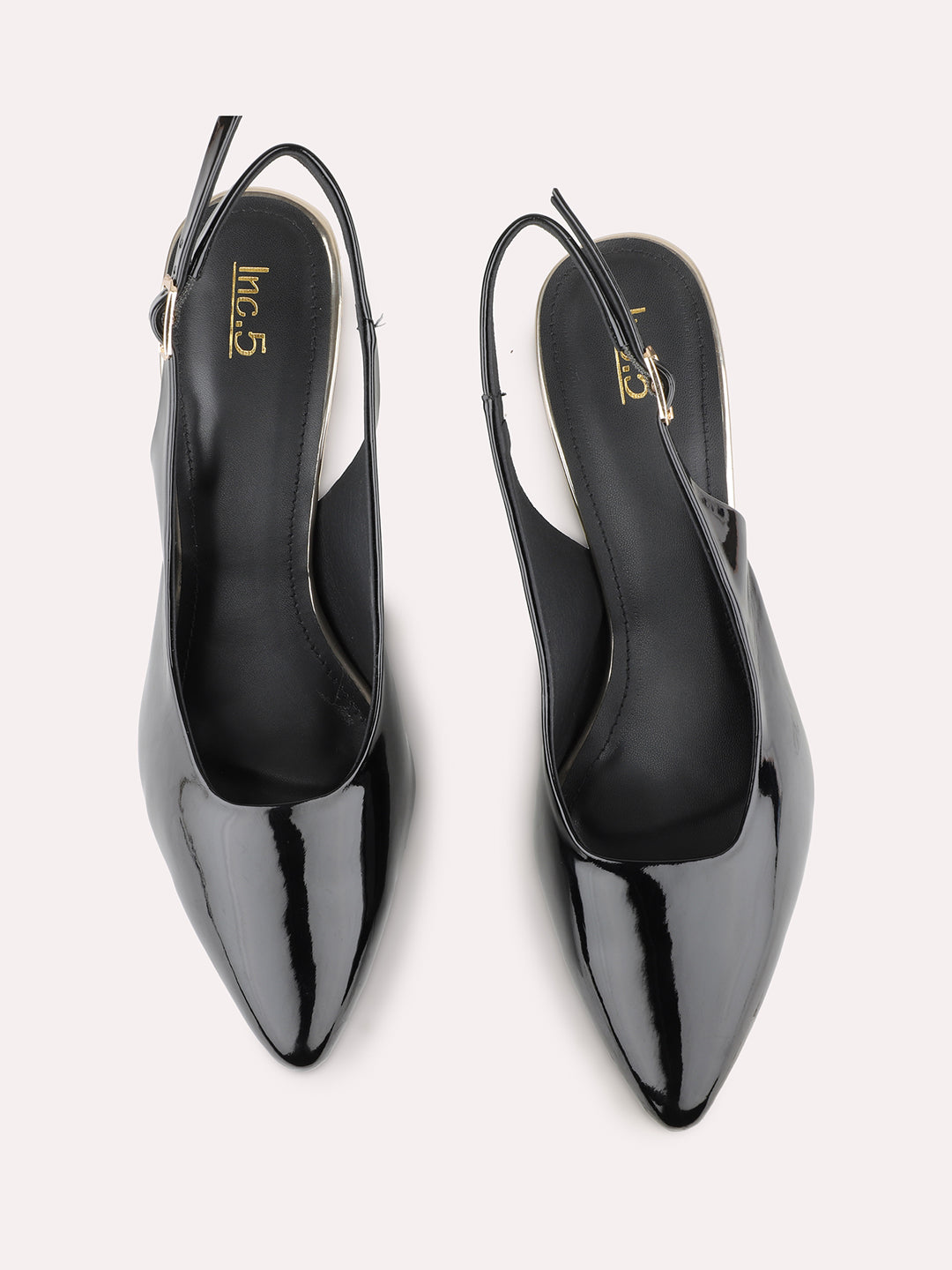 Women Black Party Wear Solid Pointed Kitten Heel Mules