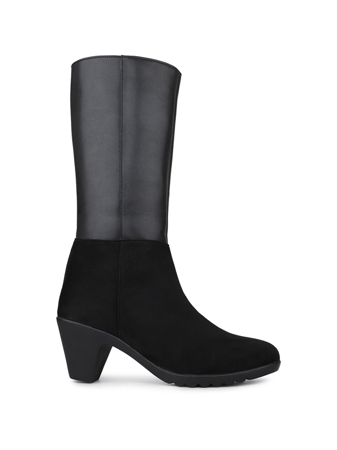 Womens Black Casual Solid Round Toe Ankle Boots