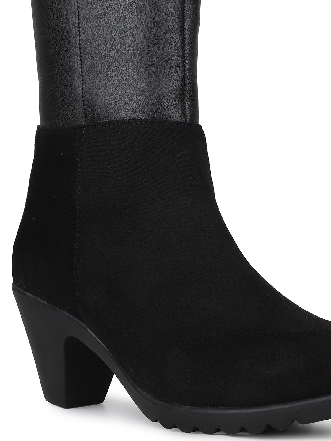 Womens Black Casual Solid Round Toe Ankle Boots