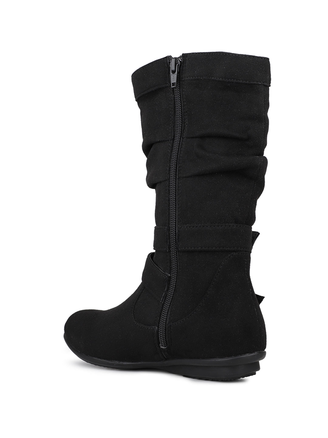 Womens Black Casual Solid Round Toe Ankle Boots