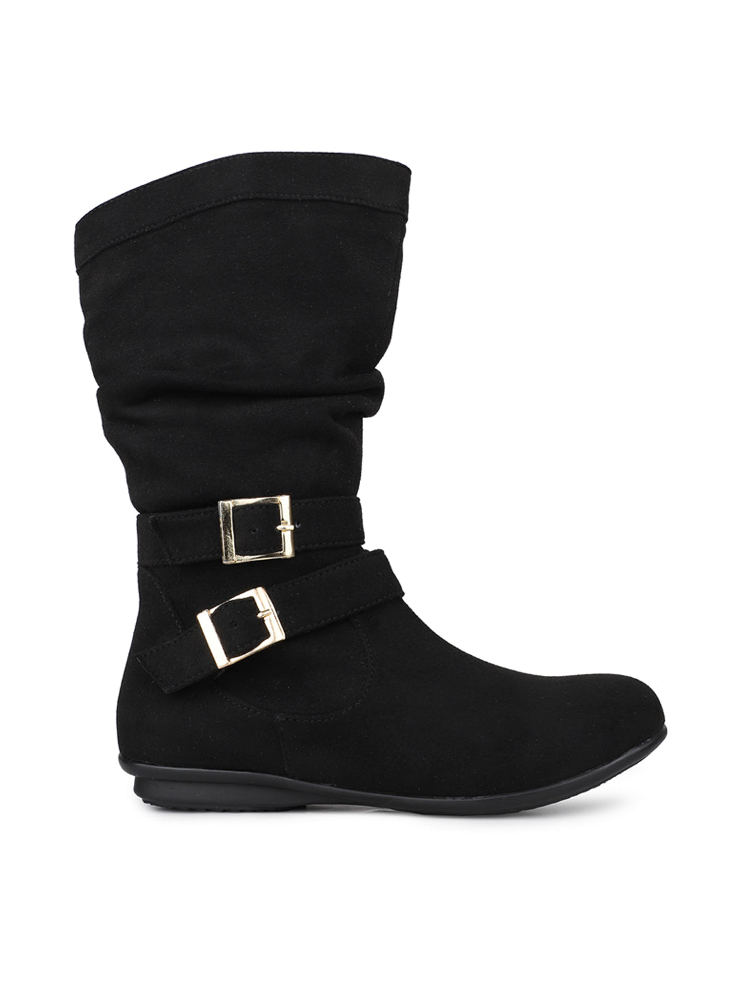 Womens Black Casual Solid Round Toe Ankle Boots