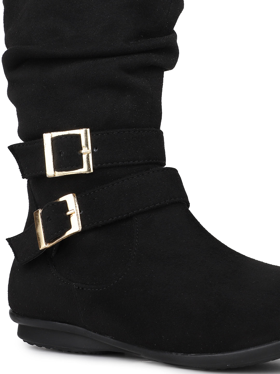 Womens Black Casual Solid Round Toe Ankle Boots
