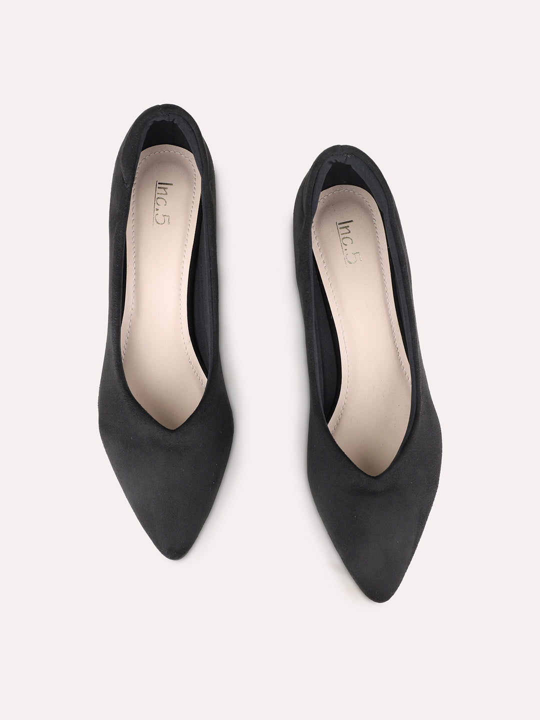 Women Black Party Wear Solid Pointed Toe Block Heel Pump Shoes