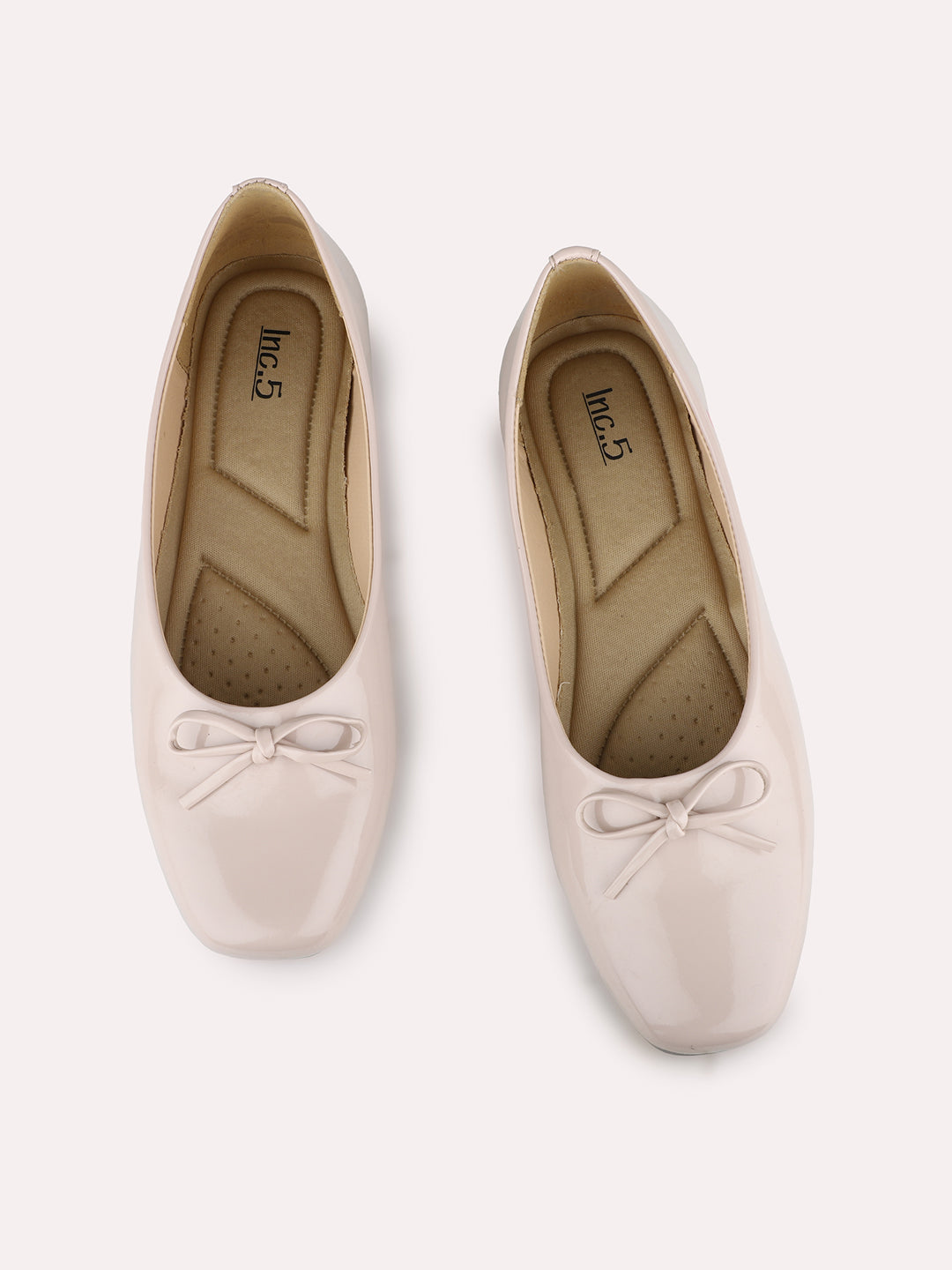 Women Cream Party Wear Solid Pointed Round Toe Ballerinas