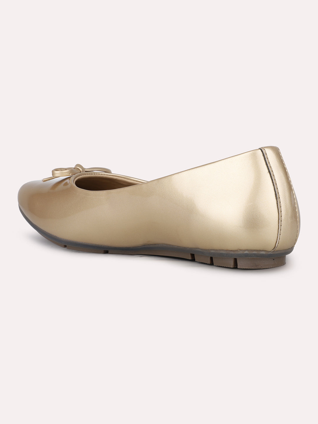 Women Golden Party Wear Solid Round Toe Ballerinas