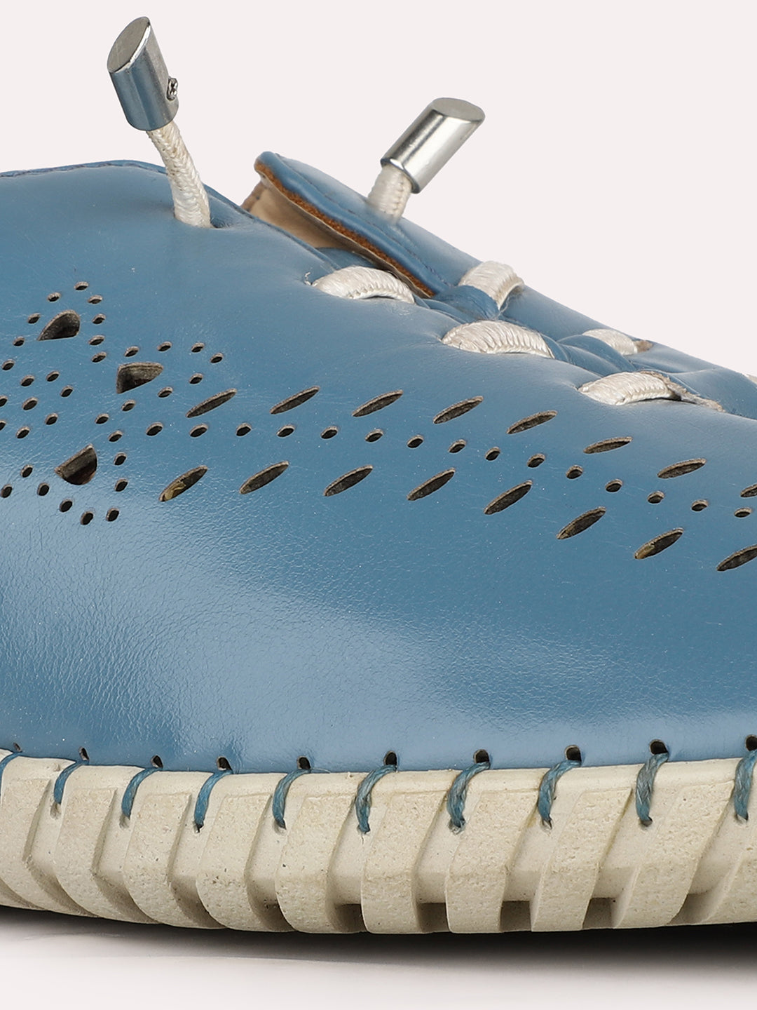 Women Blue Casual Solid Round Toe Lace-up Shoes