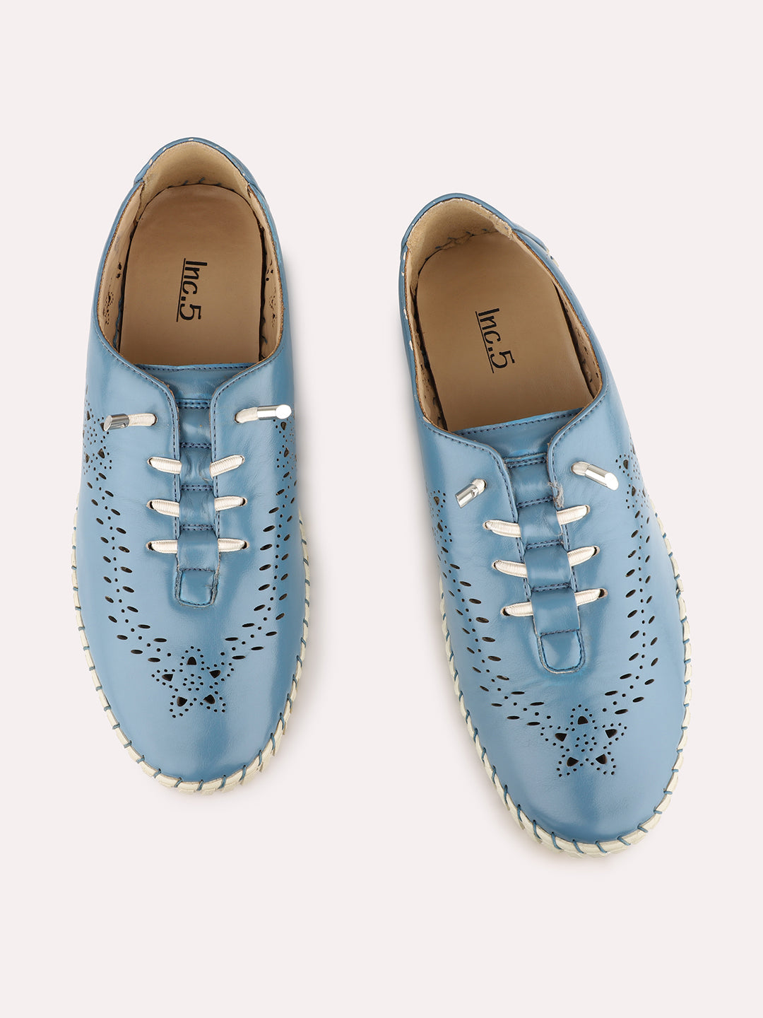 Women Blue Casual Solid Round Toe Lace-up Shoes