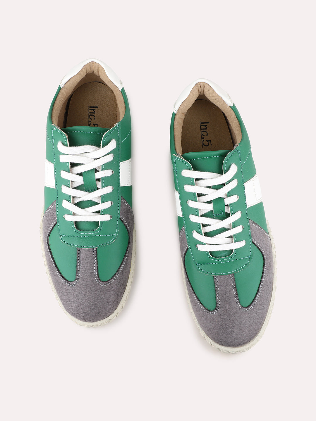 Womens Green Casual Solid Round Toe Sneakers