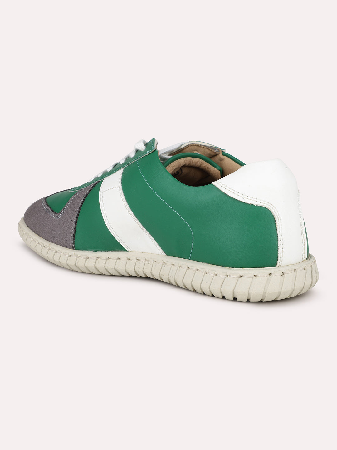 Womens Green Casual Solid Round Toe Sneakers