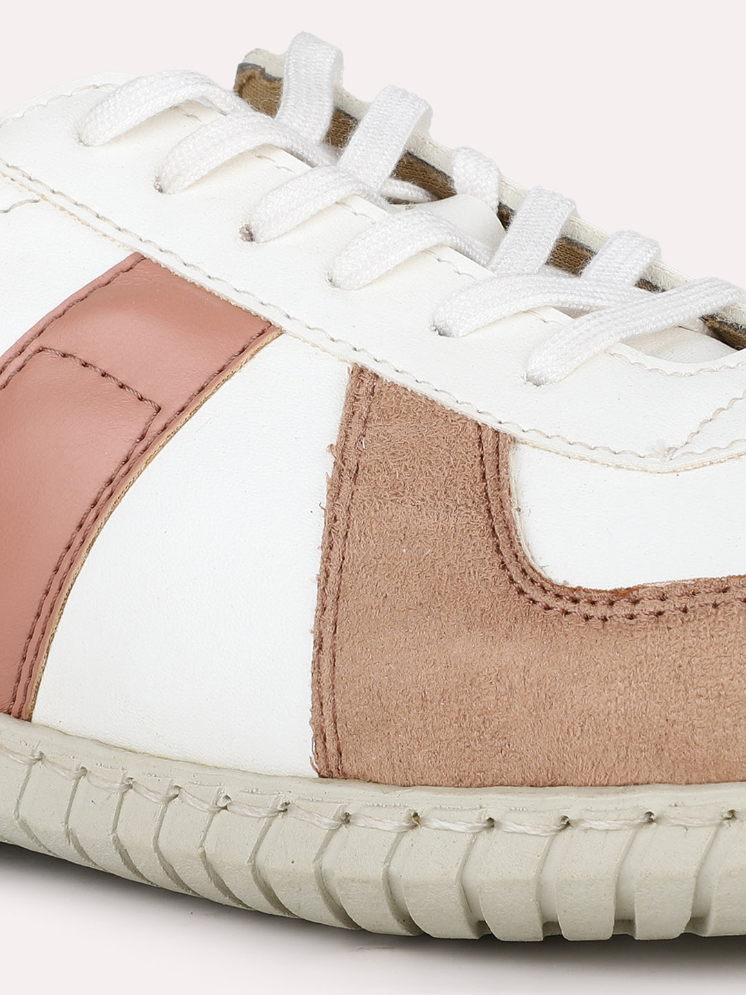 Womens Peach Casual Solid Round Toe Sneakers