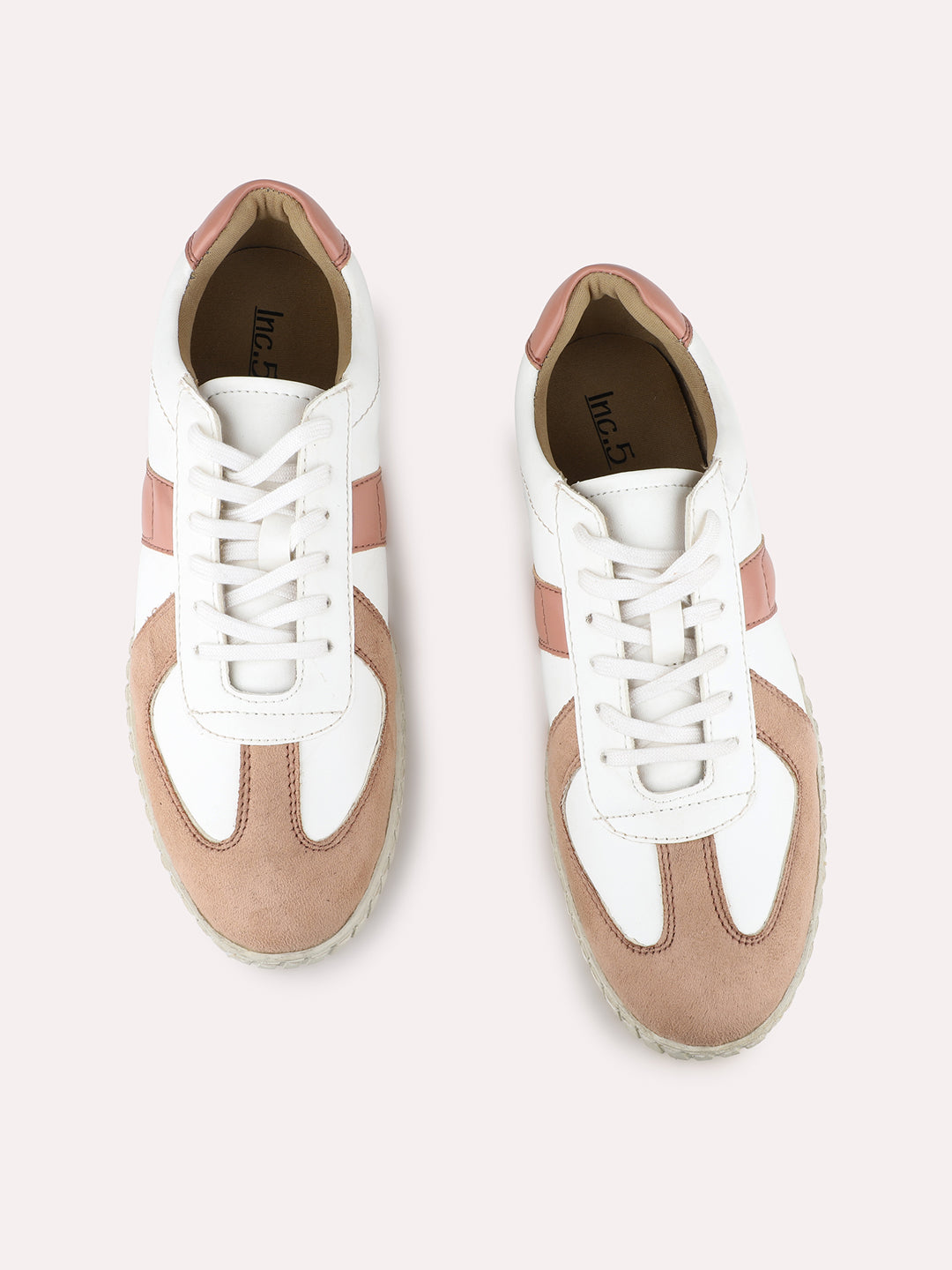 Womens Peach Casual Solid Round Toe Sneakers