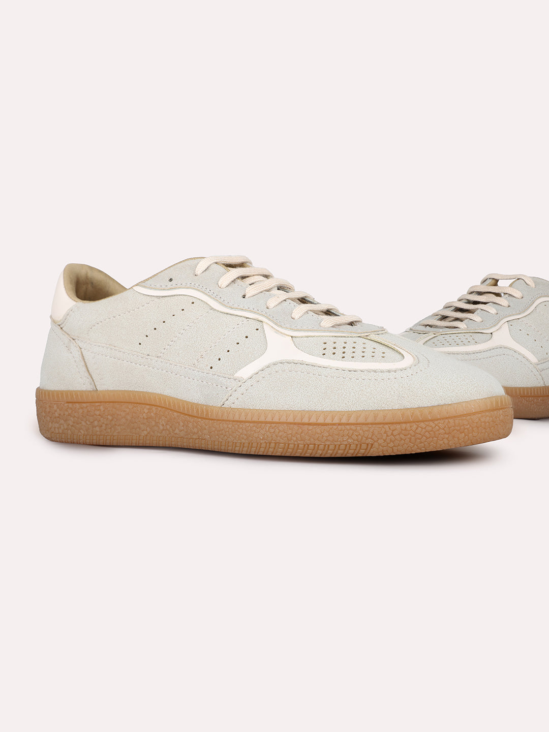 Women Beige Casual Wear Solid Pointed Sneakers