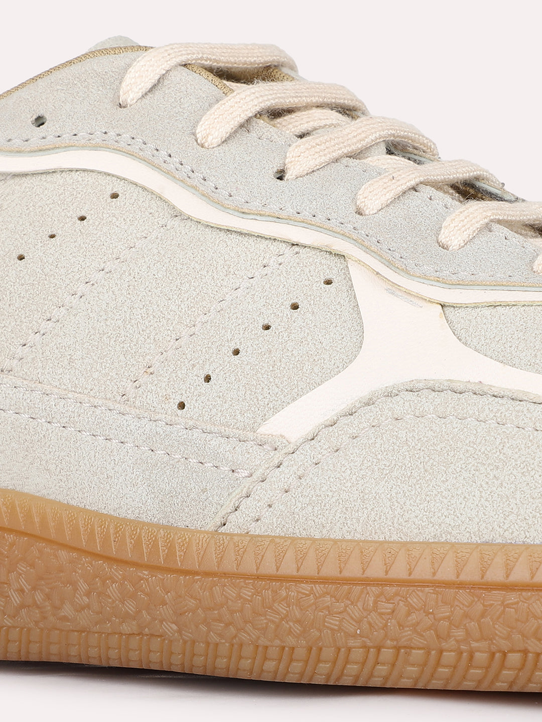 Women Beige Casual Wear Solid Pointed Sneakers