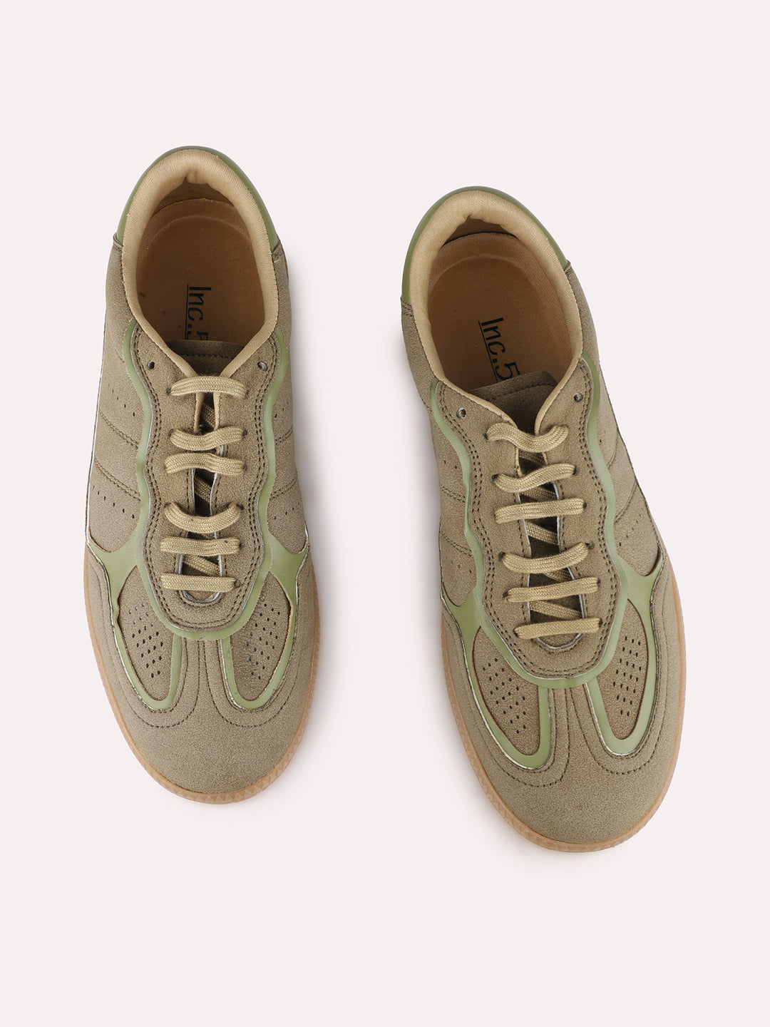 Women Green Casual Solid Pattern Pointed Sneakers