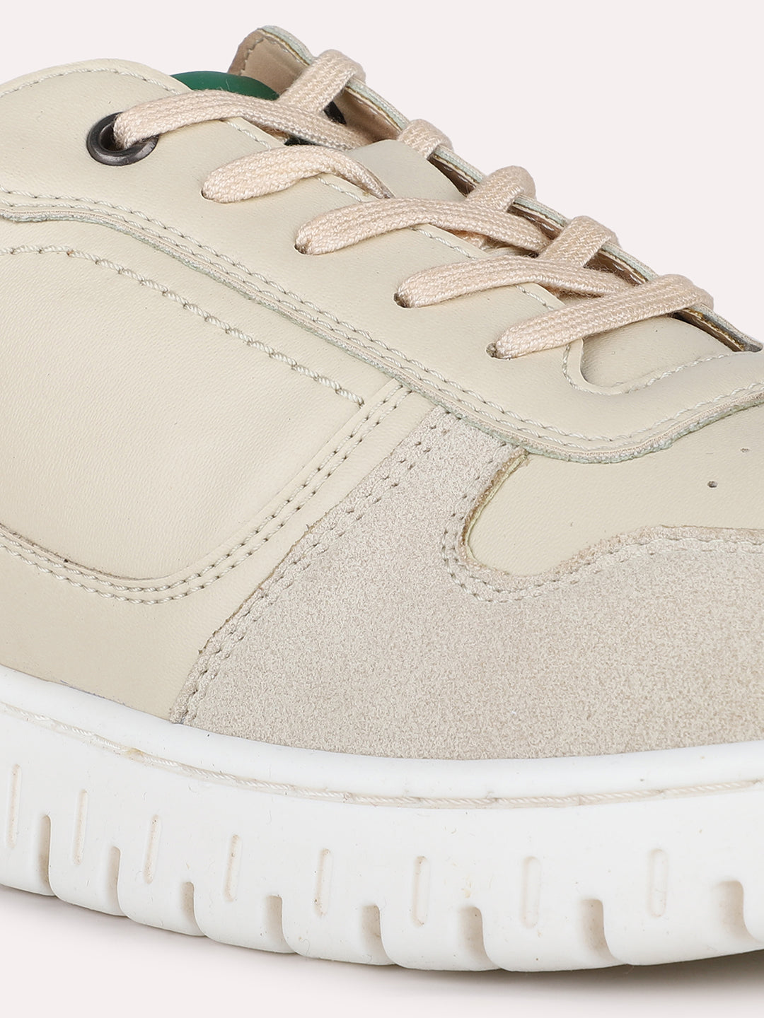 Womens Beige Casual Solid Round Toe Sneakers