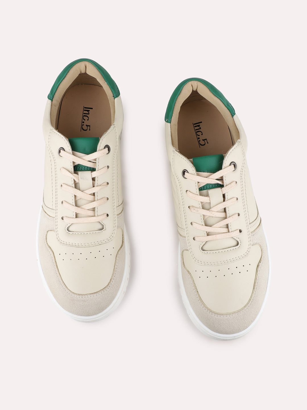 Womens Beige Casual Solid Round Toe Sneakers