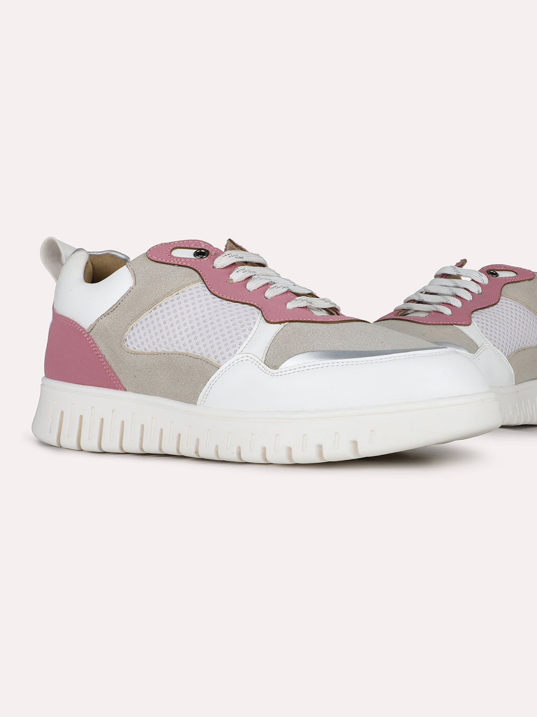 Women Pink Casual Solid Pointed Sneakers