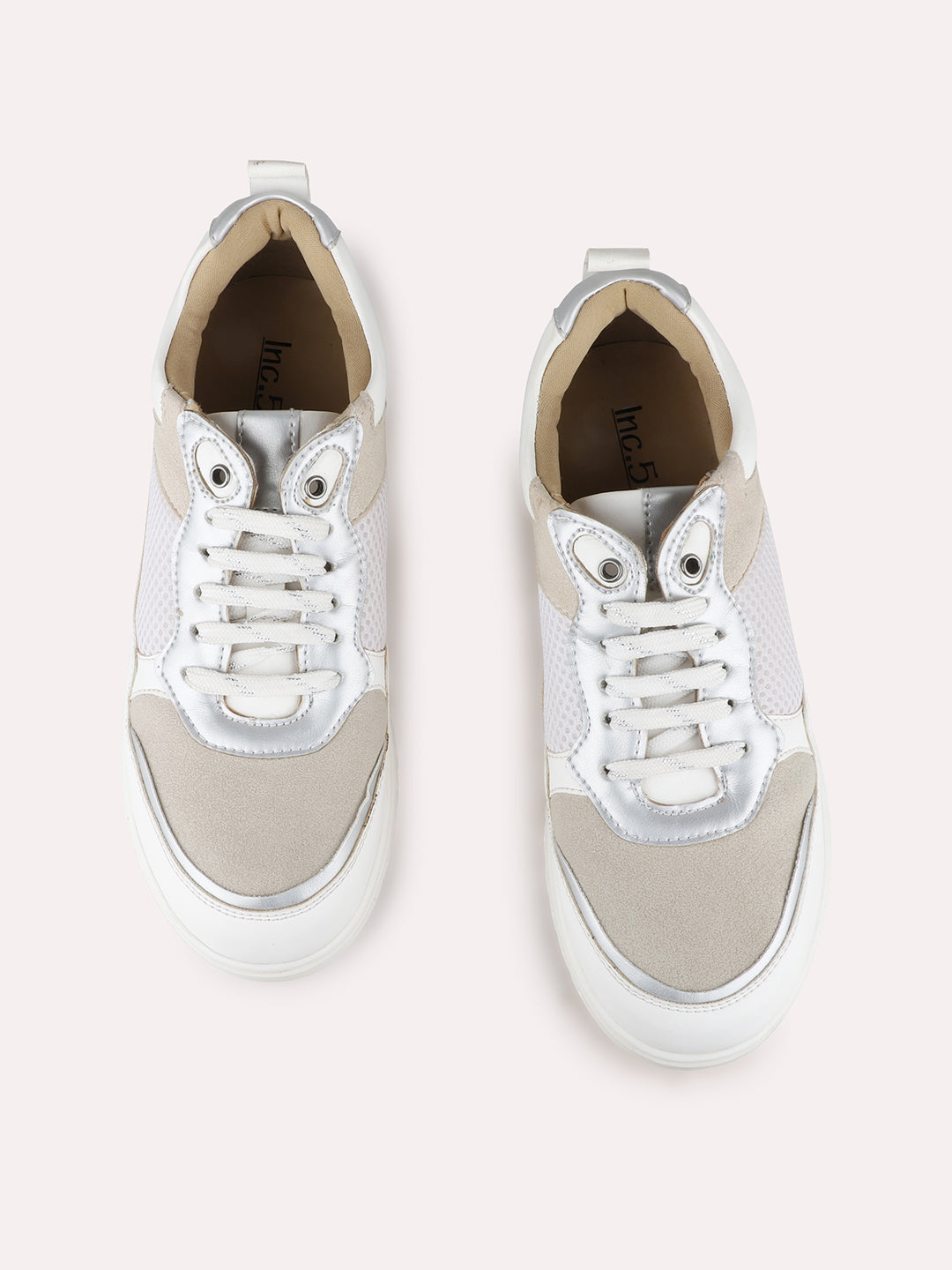 Women Silver Casual Solid Pointed Sneakers