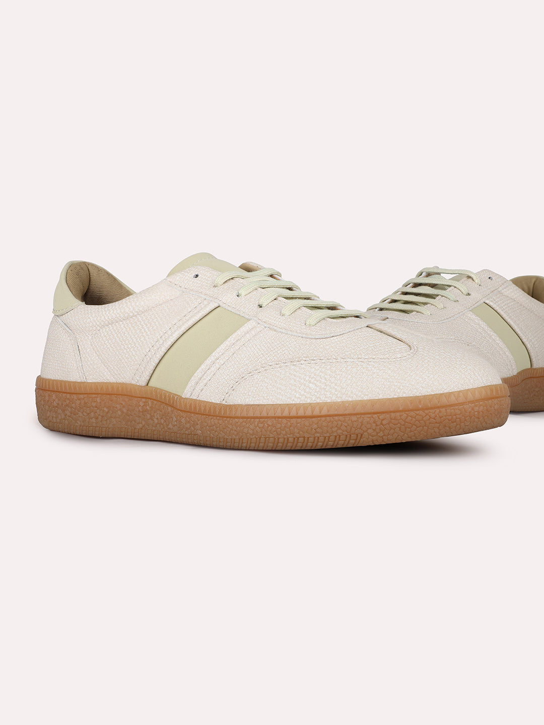 Women Beige Casual Wear Solid Pattern Pointed Sneakers