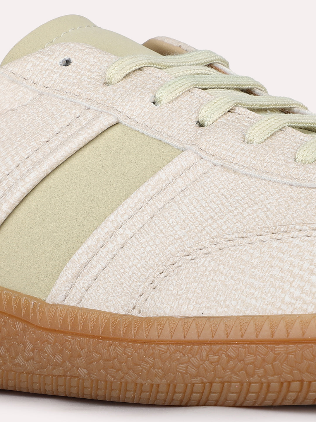 Women Beige Casual Wear Solid Pattern Pointed Sneakers