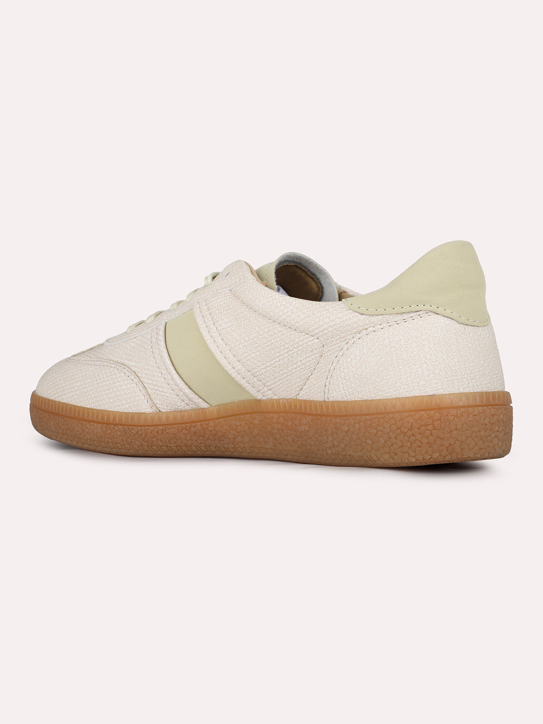 Women Beige Casual Wear Solid Pattern Pointed Sneakers