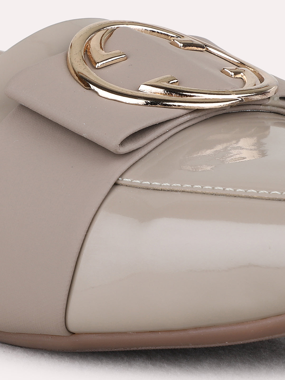 Womens Tan Party Wear Solid Round Toe Block Heel Mules