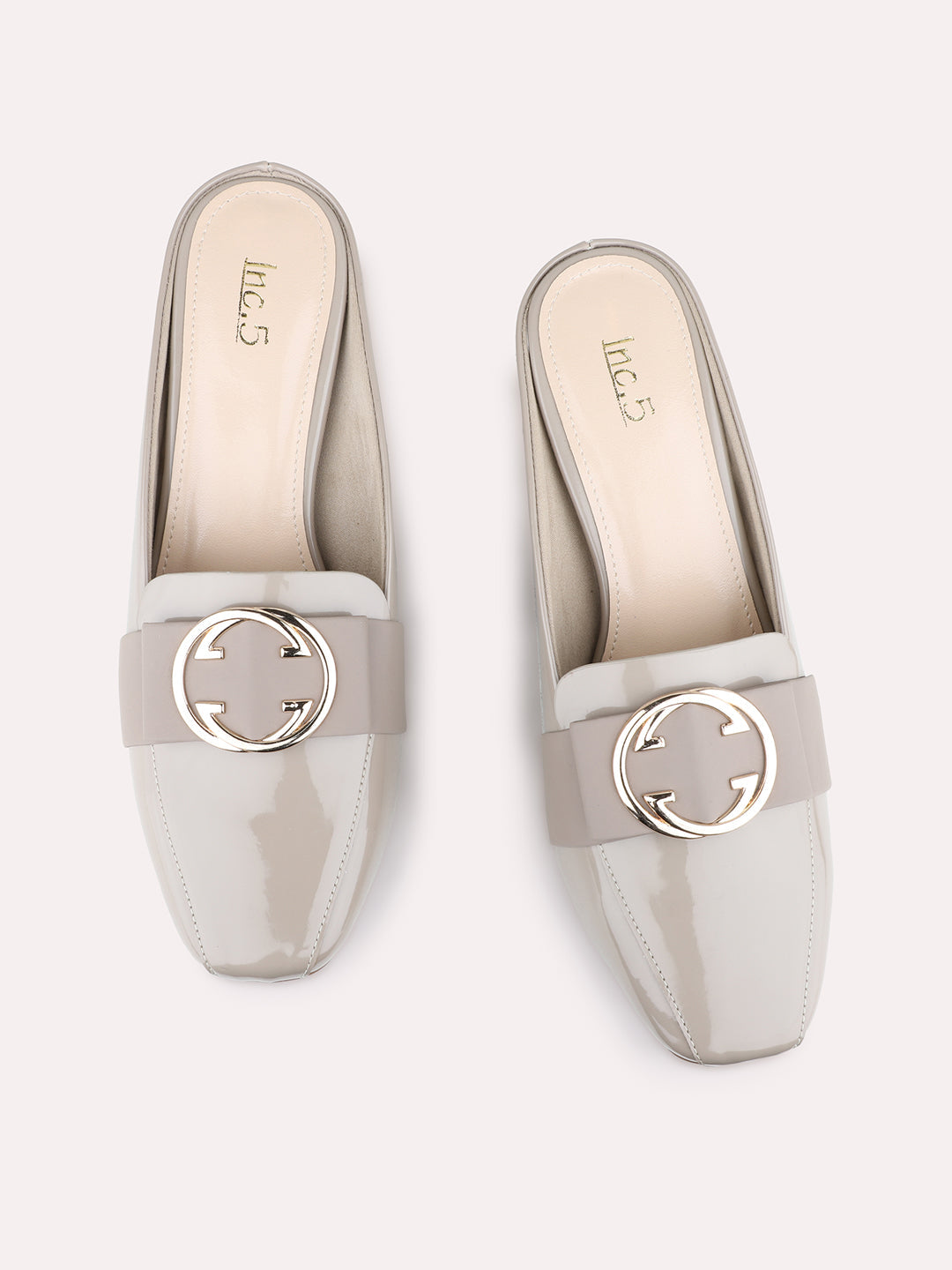 Womens Tan Party Wear Solid Round Toe Block Heel Mules