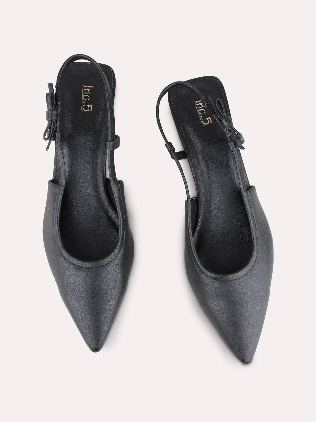 Womens Black Party Wear Solid Pointed Toe Kitten Heel Mules