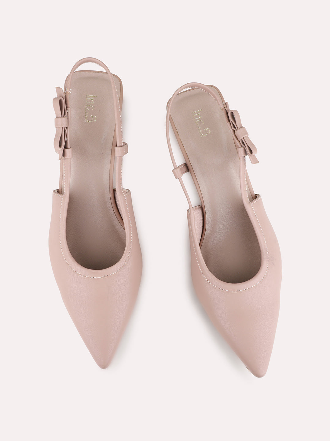 Womens Nude Party Wear Solid Pointed Toe Kitten Heel Mules