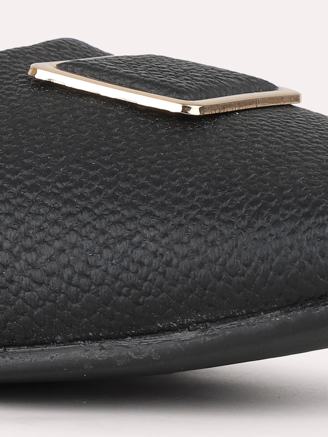 Women Black Party Wear Solid Round Toe Ballerinas