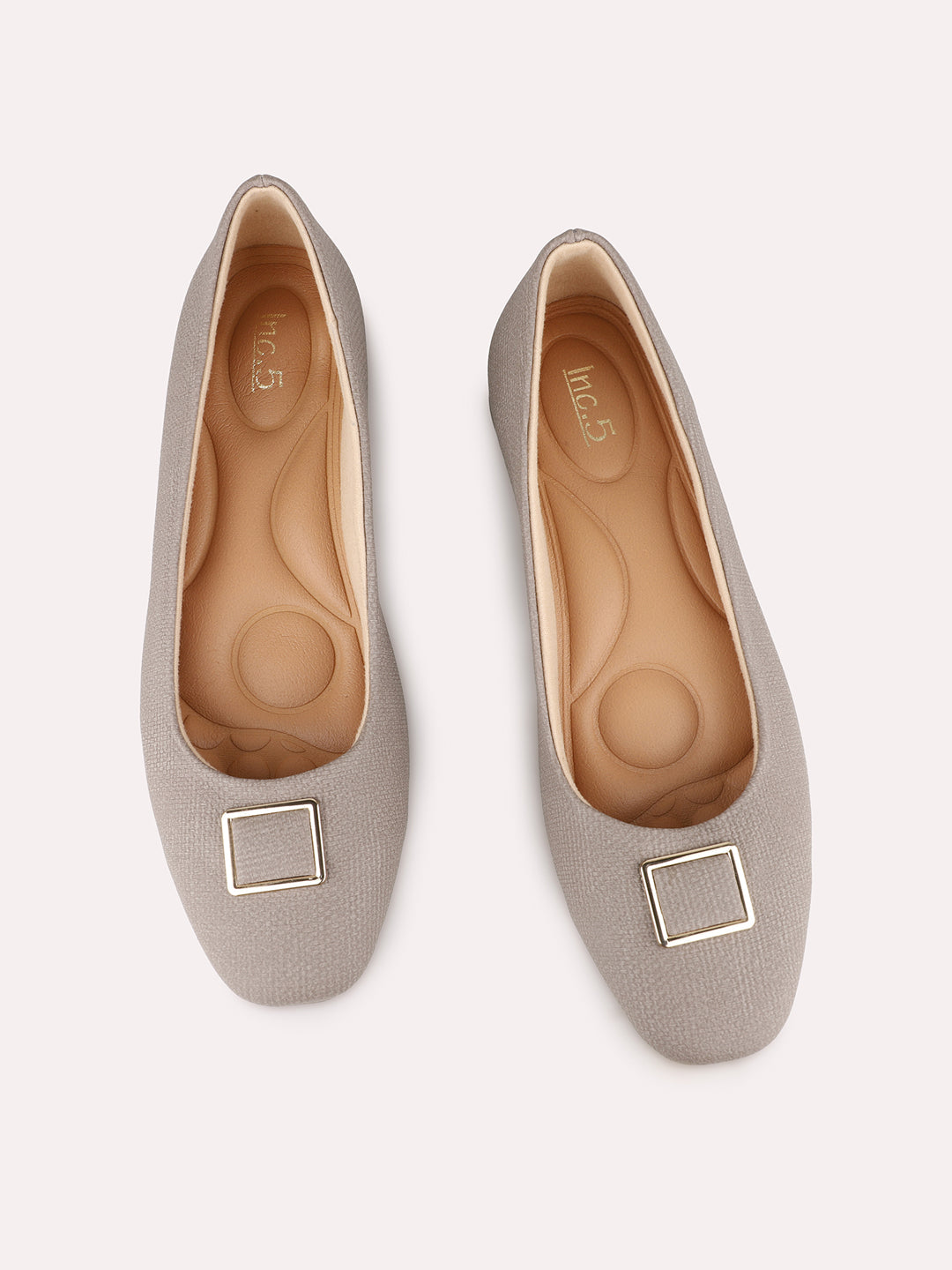Womens Beige Party Wear Solid Pattern Pointed Toe Ballerinas