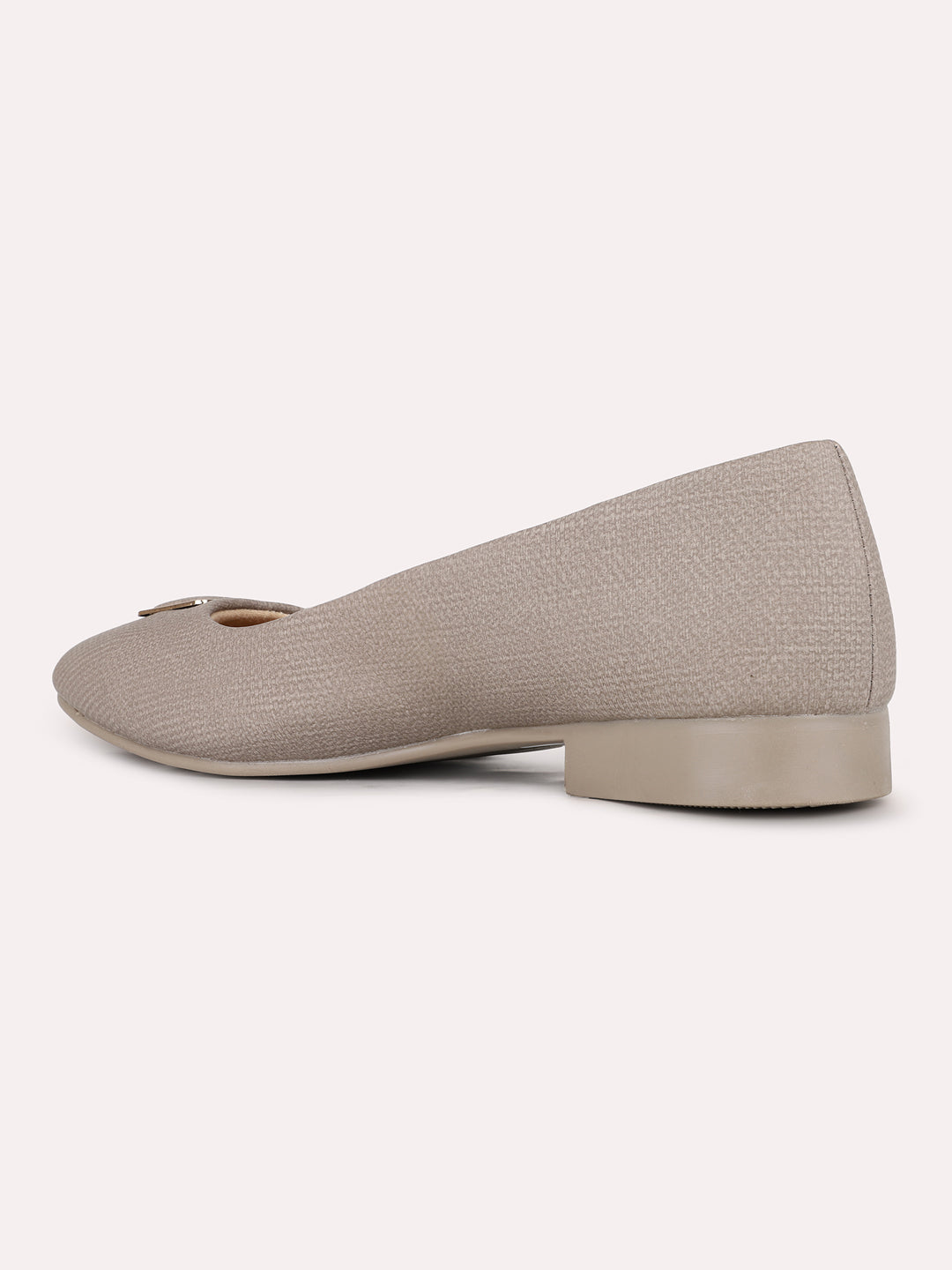 Womens Beige Party Wear Solid Pattern Pointed Toe Ballerinas