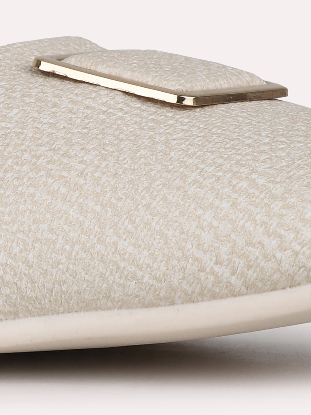 Women Cream Party Wear Solid Round Toe Ballerinas