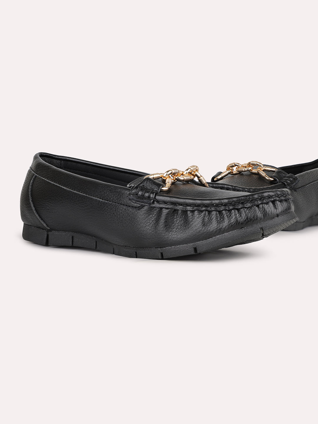 Women Black Casual Solid Round Toe Loafer Shoes