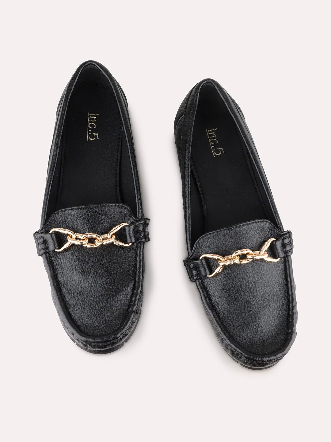 Women Black Casual Solid Round Toe Loafer Shoes