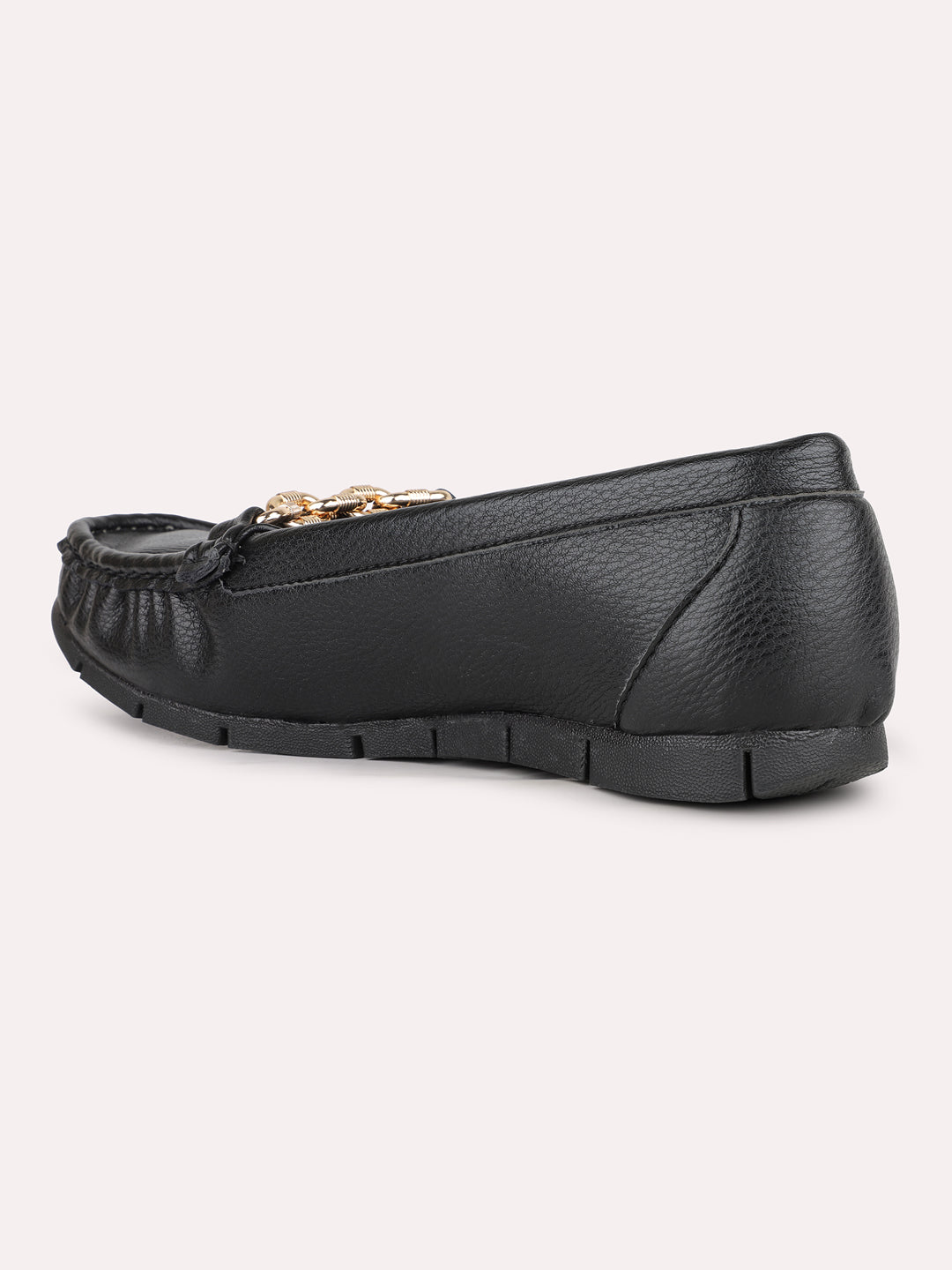 Women Black Casual Solid Round Toe Loafer Shoes