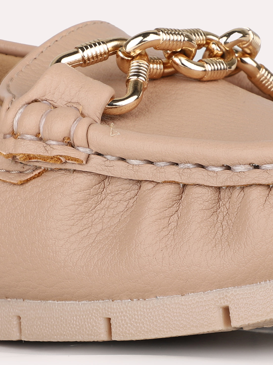 Womens Peach Casual Solid Round Toe Loafers