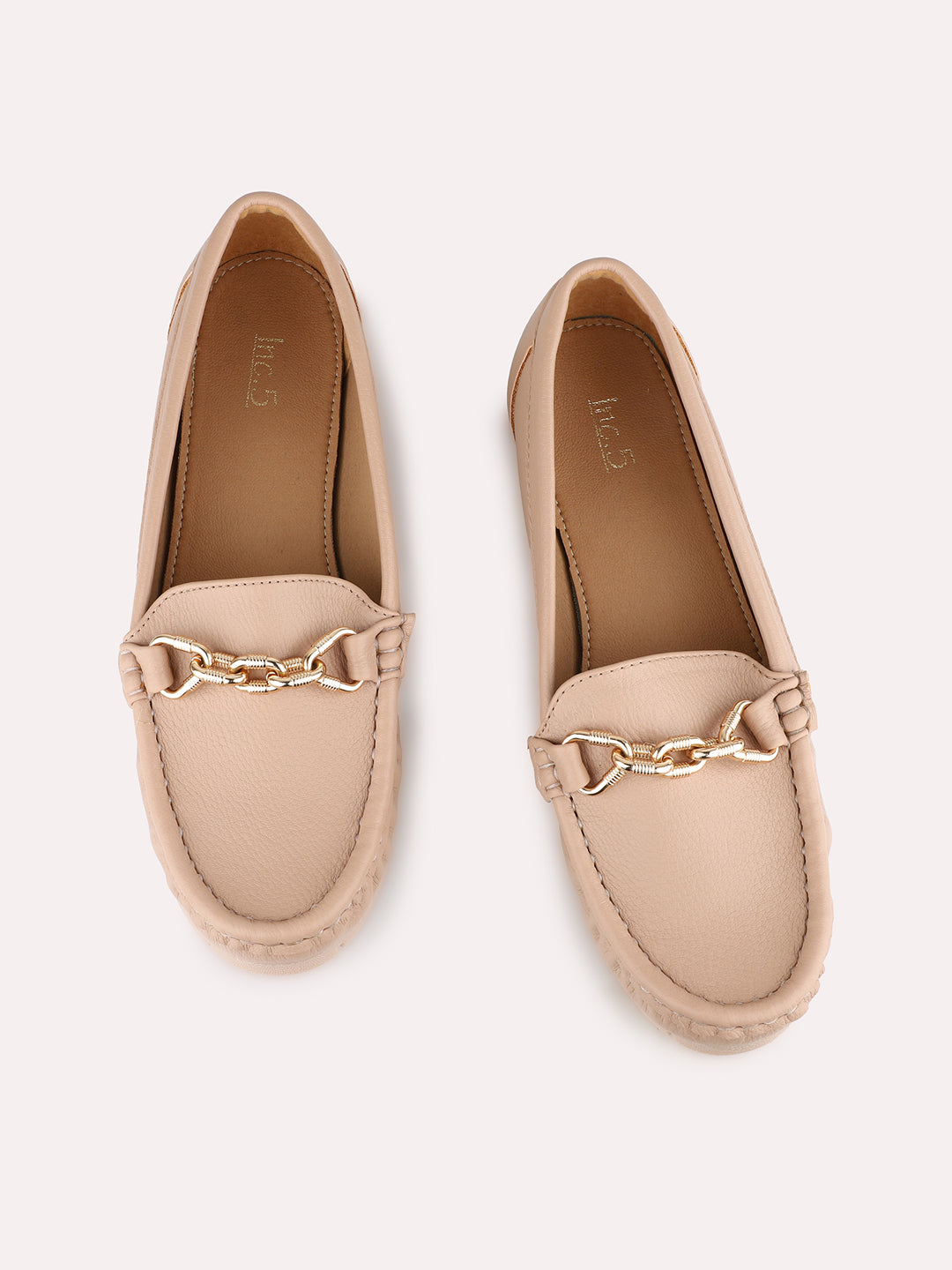 Womens Peach Casual Solid Round Toe Loafers