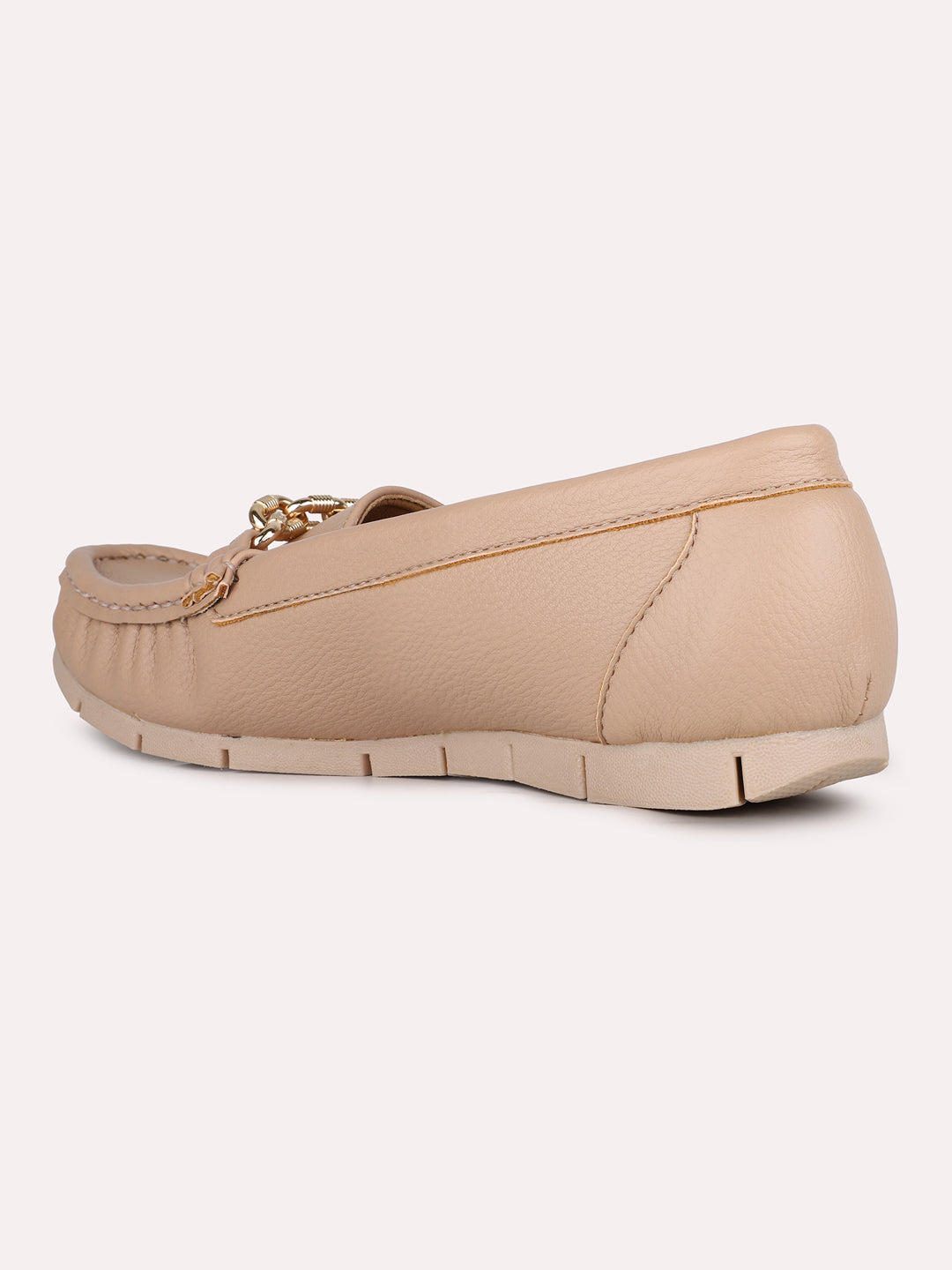 Womens Peach Casual Solid Round Toe Loafers