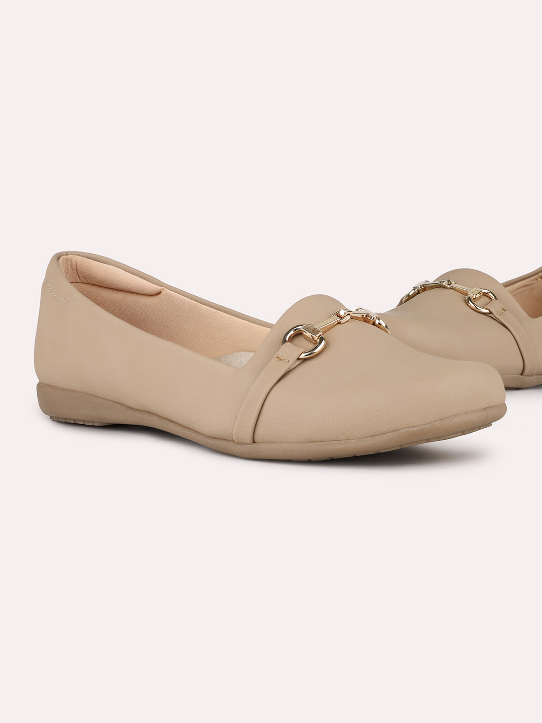 Women Beige Casual Solid Pointed Loafers