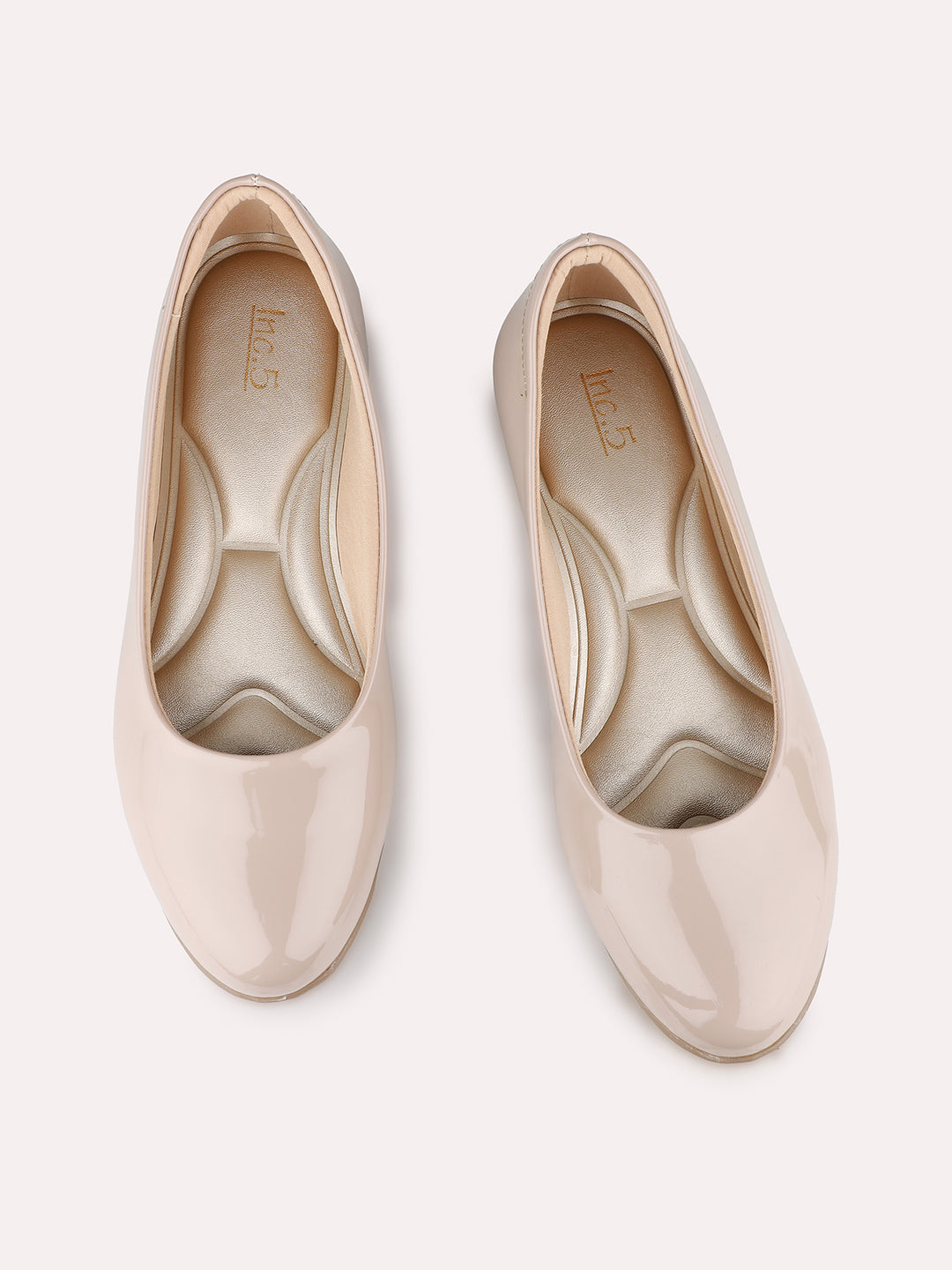 Womens Nude Casual Solid Round Toe Ballerinas