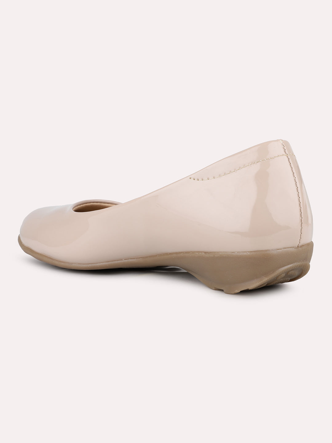 Womens Nude Casual Solid Round Toe Ballerinas